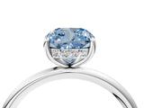 Platinum Fancy Blue Cushion  Solitaire Diamond Ring with a Classic Band and Four-Prong Setting 5