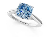 Platinum Fancy Blue Cushion  Solitaire Engagement Ring with Four-Prong Setting and Classic Band 2