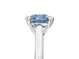Platinum Fancy Blue Cushion  Solitaire Engagement Ring with Six-Prong Setting and Classic Band 1