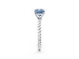 Platinum Fancy Blue Cushion  Solitaire Twist Band Ring with Four-Prong Setting_2