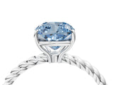 Platinum Fancy Blue Cushion  Solitaire Twist Band Ring with Four-Prong Setting_4