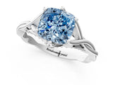 Platinum Fancy Blue Cushion  Solitaire Twist Band Six-Prong Setting 1