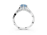 Platinum Fancy Blue Cushion  Solitaire Twist Band Six-Prong Setting 3