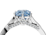Platinum Fancy Blue Cushion  Solitaire Twist Band Six-Prong Setting 4