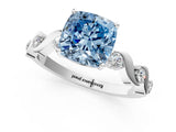 Platinum Fancy Blue Cushion  Solitaire Twisted Band with Prong Setting 1