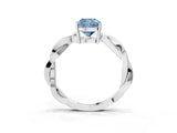 Platinum Fancy Blue Cushion  Solitaire Twisted Pave Diamond Ring with Four-Prong Setting_9