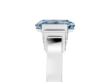 Platinum Fancy Blue Emerald Cut Brilliant Solitaire Diamond Ring with Channel Set Band and Bar Prong Setting_35