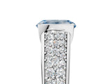 Platinum Fancy Blue Emerald Cut Cut Diamond Channel Set Pave Band with Tension Prong Setting_11