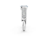 Platinum Fancy Blue Emerald Cut Cut Diamond Channel Set Pave Band with Tension Prong Setting_8
