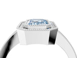 Platinum Fancy Blue Emerald Cut-Cut Diamond Halo Engagement Ring with Pave Band and Prong Setting_16