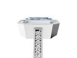 Platinum Fancy Blue Emerald Cut-Cut Diamond Halo Engagement Ring with Pave Band and Prong Setting_17