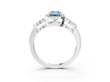 Platinum Fancy Blue Emerald Cut Cut Halo Diamond Infinity Band with Four-Prong Setting_15