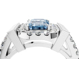 Platinum Fancy Blue Emerald Cut Cut Halo Split Shank Prong Set Ring_10