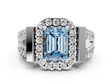 Platinum Fancy Blue Emerald Cut Cut Halo Split Shank Prong Set Ring_6