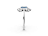Platinum Fancy Blue Emerald Cut Diamond Floral Double Halo Engagement Ring with Prong Setting_33