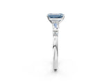 Platinum Fancy Blue Emerald  Cut Diamond Ring with Baguette Side Stones, Channel Set Band, and Four-Prong Setting_26