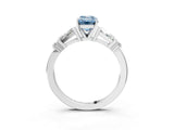 Platinum Fancy Blue Emerald  Cut Diamond Ring with Baguette Side Stones, Channel Set Band, and Four-Prong Setting_27