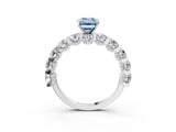Platinum Fancy Blue Emerald Cut Diamond Side Stone Engagement Ring with Four-Prong Setting_3