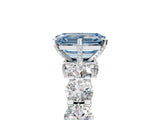 Platinum Fancy Blue Emerald Cut Diamond Side Stone Engagement Ring with Four-Prong Setting_5