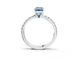 Platinum Fancy Blue Emerald Cut Diamond Solitaire Pavé Engagement Ring with Round Band and Prong Setting_5