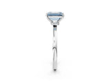 Platinum Fancy Blue Emerald Cut Diamond Solitaire Ring with Classic Band and Four-Prong Setting_14