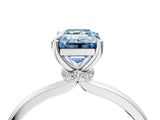 Platinum Fancy Blue Emerald Cut Diamond Solitaire Ring with Classic Band and Four-Prong Setting_16