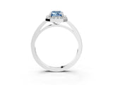 Platinum Fancy Blue Emerald Cut Halo Diamond Ring with Solitaire Band and Prong Setting_51