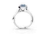 Platinum Fancy Blue Emerald  Cut Halo Solitaire Engagement Ring with Square Band and Four-Prong Setting_15