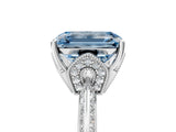 Platinum Fancy Blue Emerald Cut Solitaire Split Shank Pave Diamond Engagement Ring with Four-Prong Setting_65