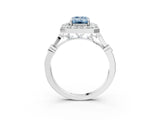 Platinum Fancy Blue Emerald  Halo Diamond Engagement Ring with Twisted Band and Four-Prong Setting 3