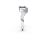 Platinum Fancy Blue Emerald  Solitaire Diamond Engagement Ring with Pave Band and Four-Prong Setting 3