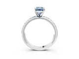 Platinum Fancy Blue Emerald  Solitaire Diamond Engagement Ring with XO Engraved Band and Four-Prong Setting 5