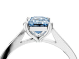 Platinum Fancy Blue Emerald  Solitaire Diamond Ring with Four-Prong Setting and Tapered Band 5