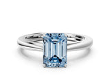 Platinum Fancy Blue Emerald  Solitaire Diamond Ring with Split Shank and Four-Prong Setting_12