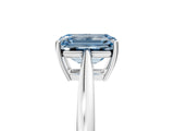 Platinum Fancy Blue Emerald  Solitaire Diamond Ring with Split Shank and Four-Prong Setting_17