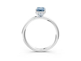 Platinum Fancy Blue Emerald  Solitaire Diamond Ring with a Classic Band and Four-Prong Setting 4