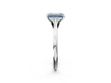 Platinum Fancy Blue Emerald  Solitaire Engagement Ring with Four-Prong Setting and Classic Band 3