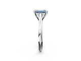 Platinum Fancy Blue Emerald  Solitaire Engagement Ring with Six-Prong Setting and Classic Band 3