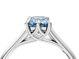Platinum Fancy Blue Emerald  Solitaire Engagement Ring with Six-Prong Setting and Classic Band 5