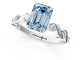 Platinum Fancy Blue Emerald  Solitaire Twisted Band with Prong Setting 1
