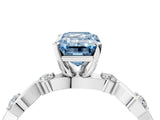 Platinum Fancy Blue Emerald  Solitaire Twisted Band with Prong Setting 4