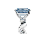 Platinum Fancy Blue Emerald  Solitaire Twisted Band with Prong Setting 5