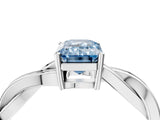 Platinum Fancy Blue Emerald  Solitaire Twisted Pave Diamond Ring with Four-Prong Setting_4