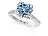 Platinum Fancy Blue Heart  Brilliant Diamond Solitaire with Pavé Band and Four-Prong Setting 1
