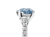 Platinum Fancy Blue Heart  Brilliant Diamond Solitaire with Pavé Band and Four-Prong Setting 5