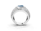 Platinum Fancy Blue Heart Cut Brilliant Halo Pave Diamond Milgrain Ring_15