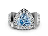 Platinum Fancy Blue Heart Cut Cut Halo Split Shank Prong Set Ring_12