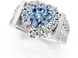 Platinum Fancy Blue Heart Cut Cut Halo Split Shank Prong Set Ring_13