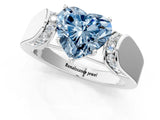 Platinum Fancy Blue Heart Cut Diamond Channel Set Solitaire Ring with Four-Prong Setting_50