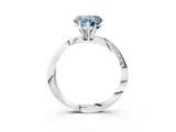 Platinum Fancy Blue Heart Cut Diamond Engagement Ring with Side Stone Accents and Four-Prong Setting_15